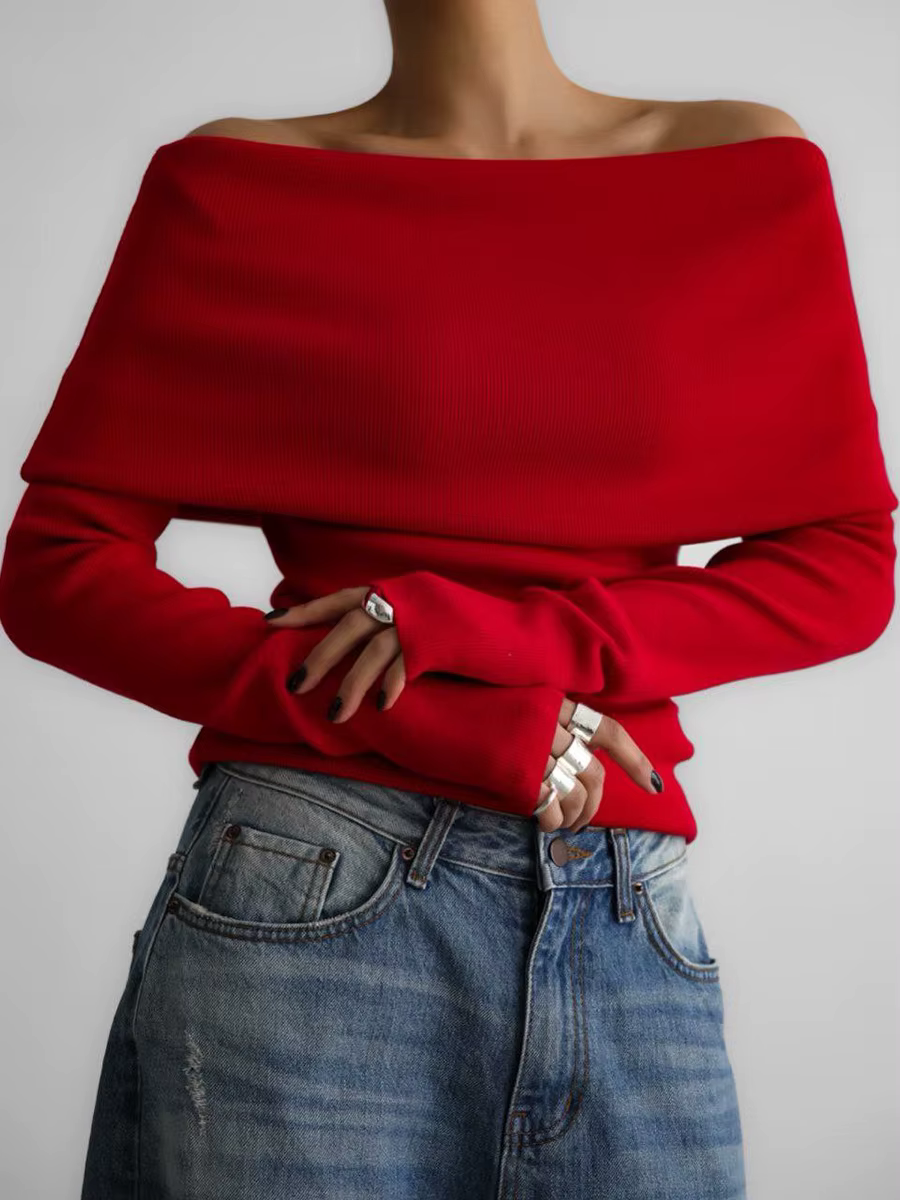 Pull tricoté à épaules dénudées pour femme