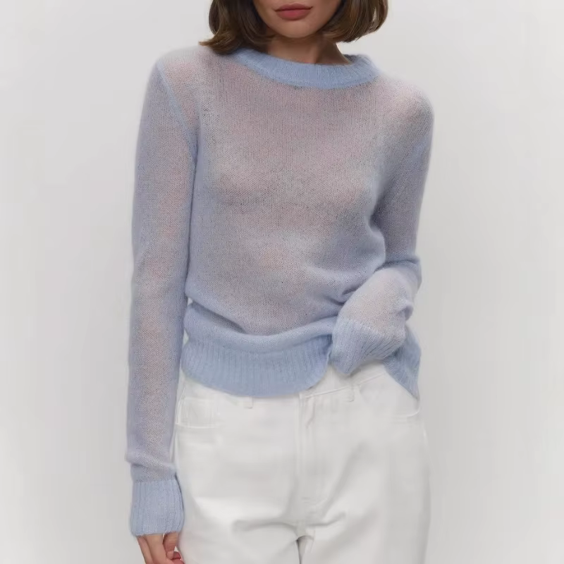 Pull à manches longues et col rond pour femme