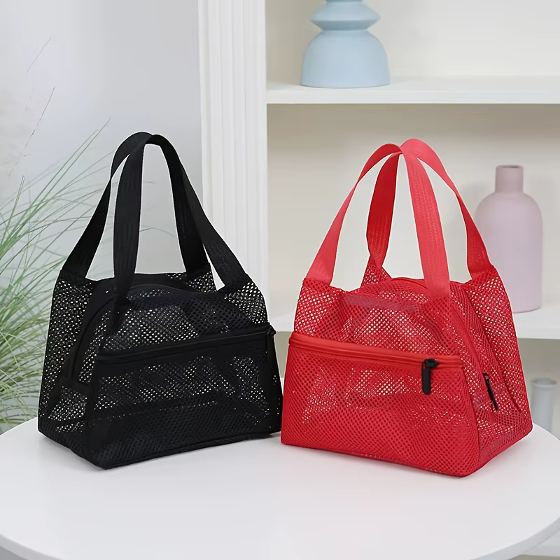 Sac en filet, Sac à main pour femme, Trousse de toilette, Sac de rangement de voyage, Sac à lunch ajouré pour étudiant, Sac bento