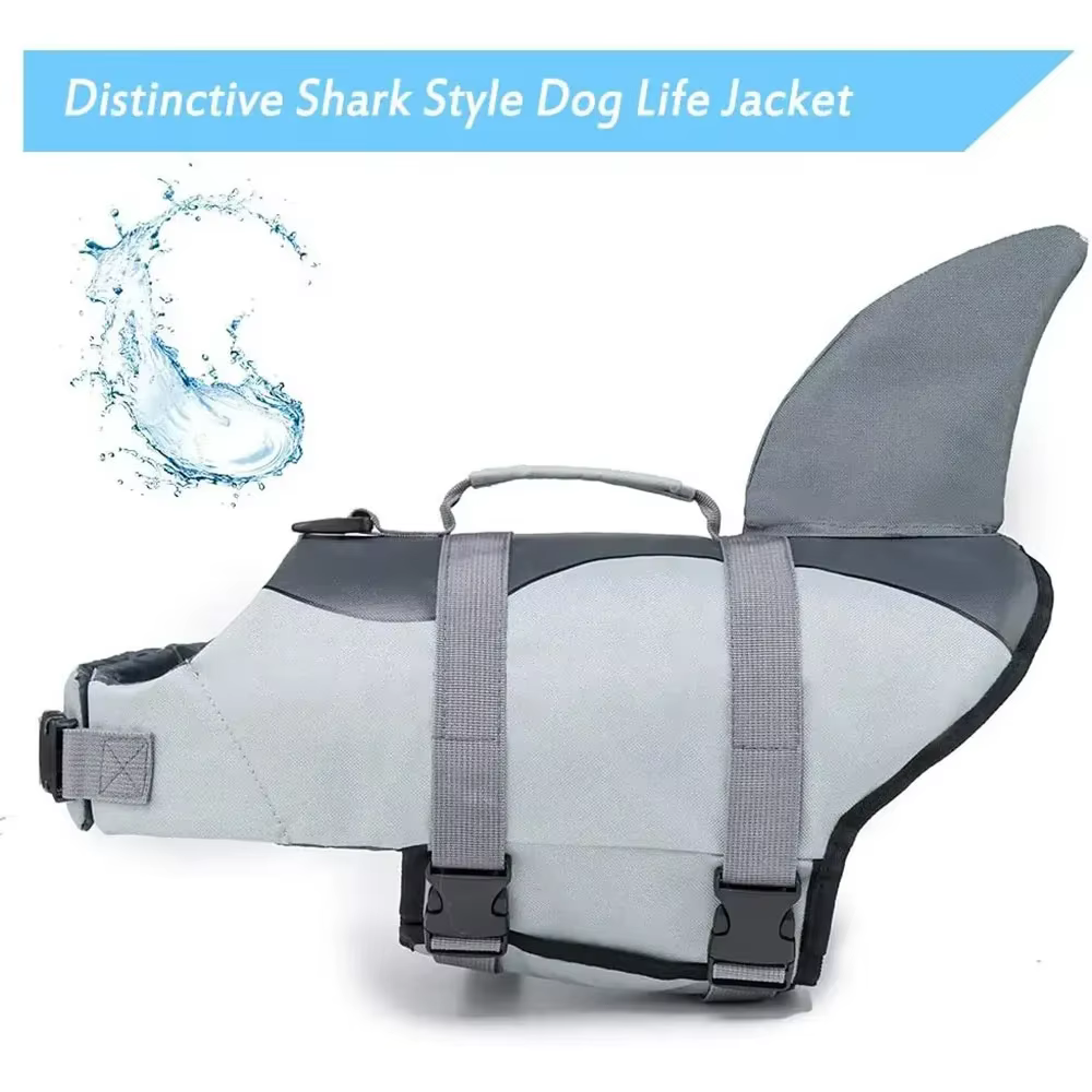 Gilet de sauvetage pour chien requin, vêtements de natation, gilet de sauvetage pour chiot, harnais de col, maillot de bain pour chien moyen et grand, tenues d'été pour animaux de compagnie