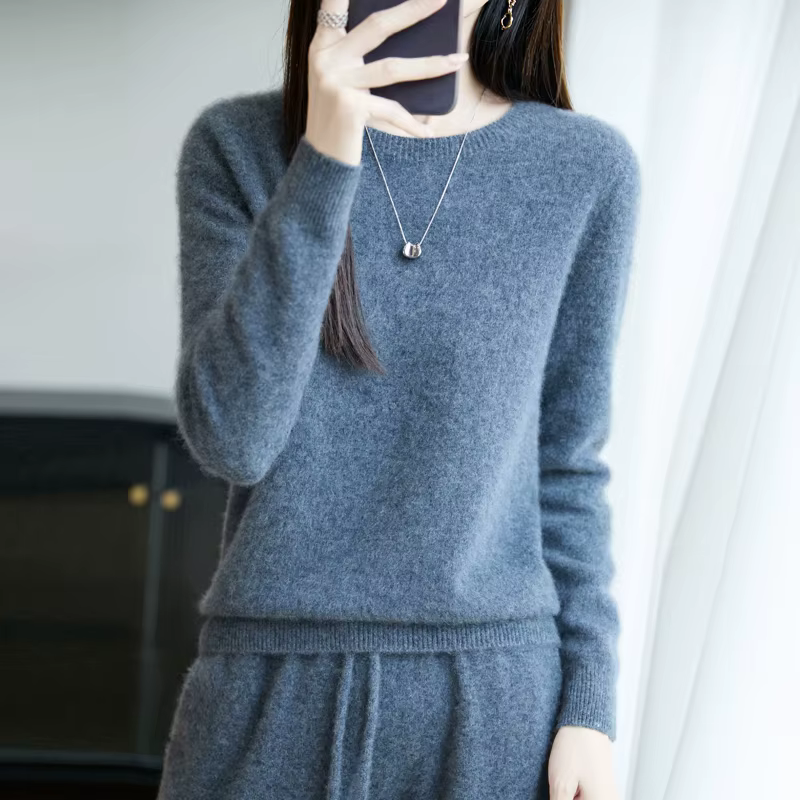 Femmes 100% laine mérinos pull nouvelle mode col rond hauts