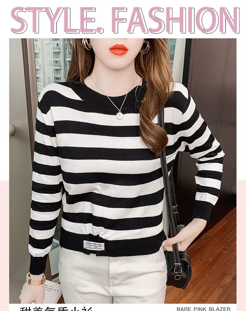 Pull à manches longues et col rond pour femme