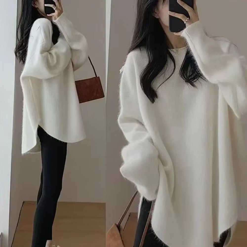 Pull femme Long rouge haut en tricot