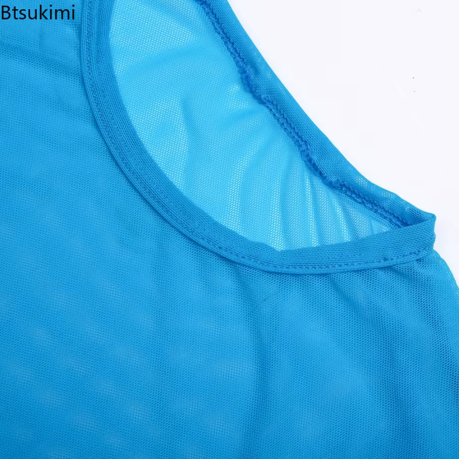 T-shirts sexy en maille pour hommes 2026 – Hauts transparents à manches longues très élastiques – T-shirts de compression pour le sport et le fitness – Tenue de gym transparente