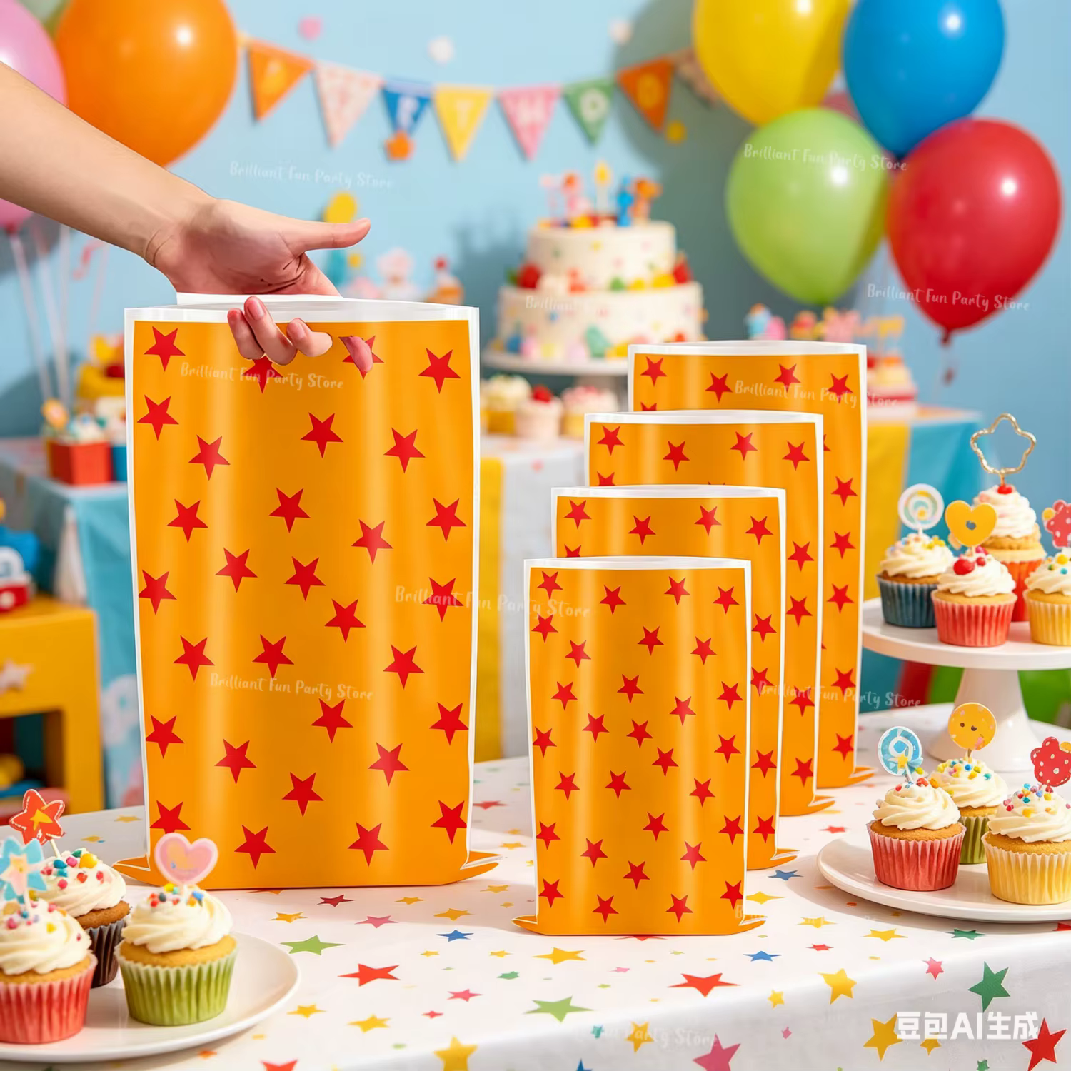 Sacs cadeaux orange de dessin animé pour enfants-fournitures de fête d'anniversaire Goku Goody Biscuit sac de bonbons décor de réception-cadeau pour bébé cadeaux de fête pour garçons