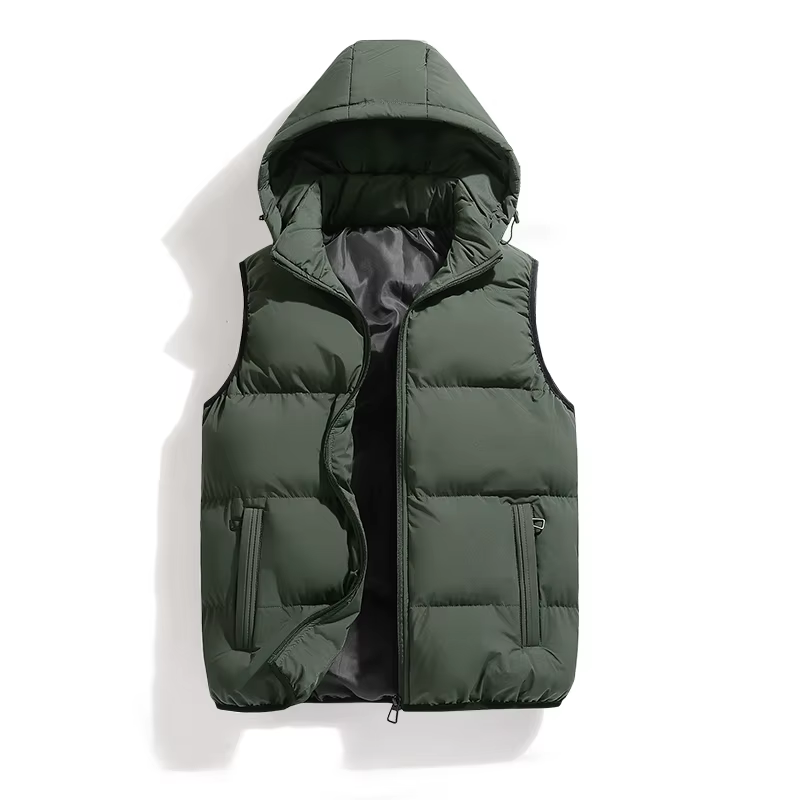 Hommes gilet veste chaude sans manches vestes hiver imperméable à l'eau manteau à glissière automne col montant gilet décontracté marque vêtements