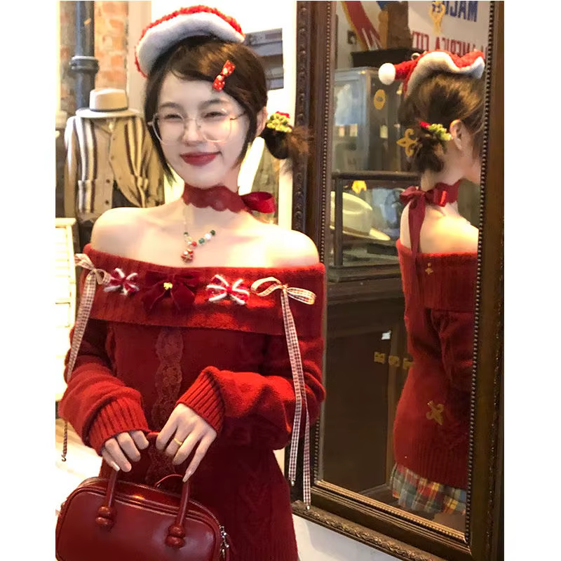 Pull tricoté de noël pour femme