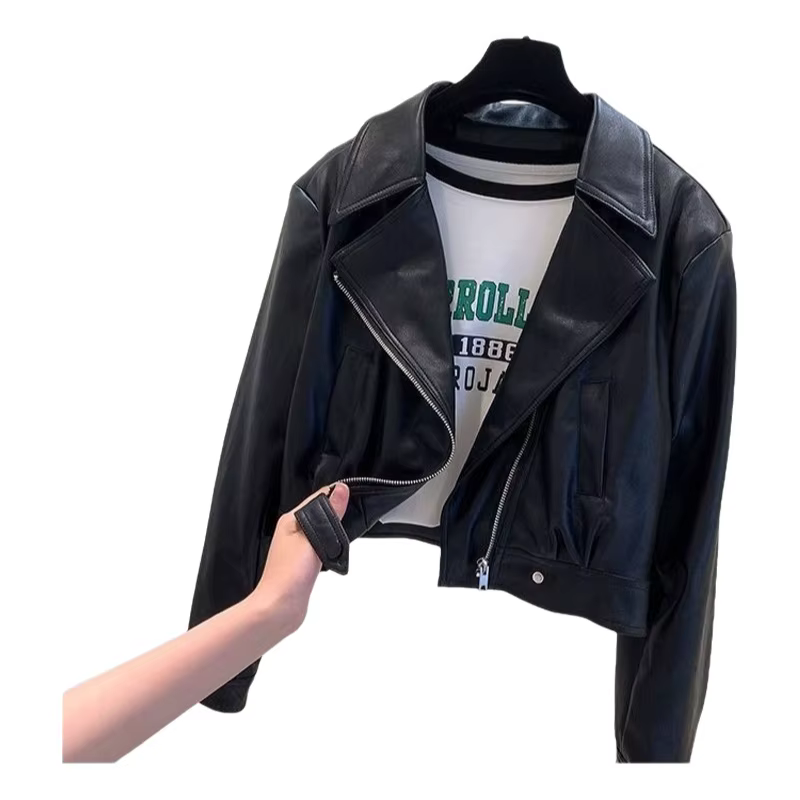 Veste en cuir marron pour femme