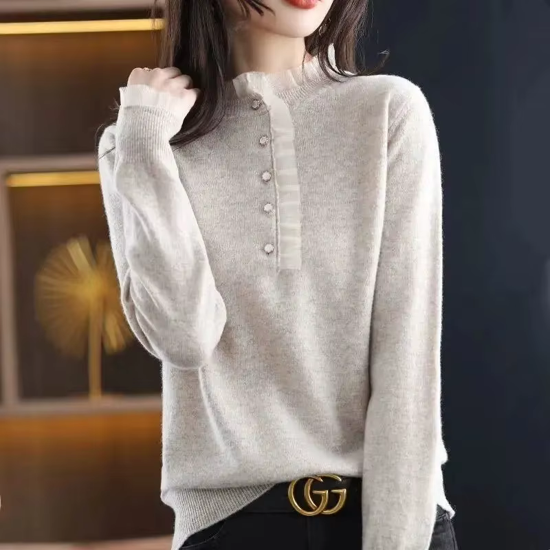 Pull en dentelle à manches longues pour femmes