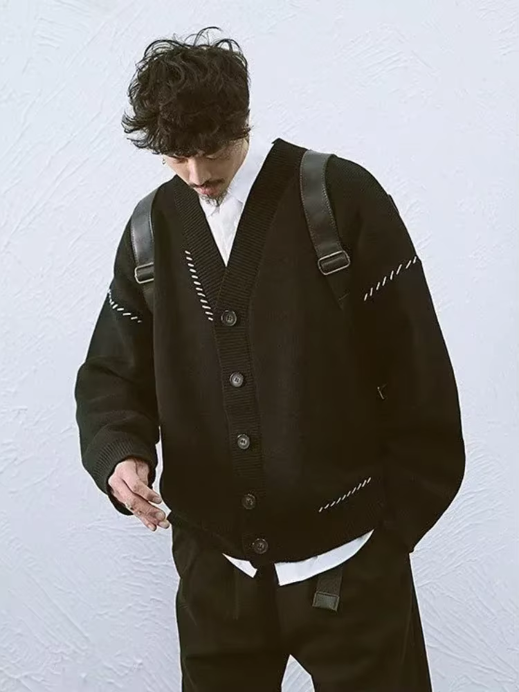 Chandails tricotés pour hommes manteau japonais rétro homme vêtements veste noir Cardigan hiver 2025 classique Sheap concepteur de luxe coton