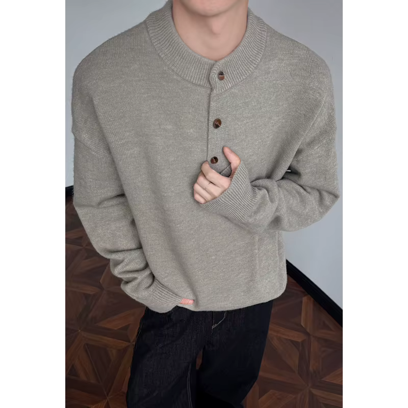 Pull en maille à col rond classique pour homme, couleur unie, pull-over, printemps, automne, streetwear décontracté, haut, M-XXXL