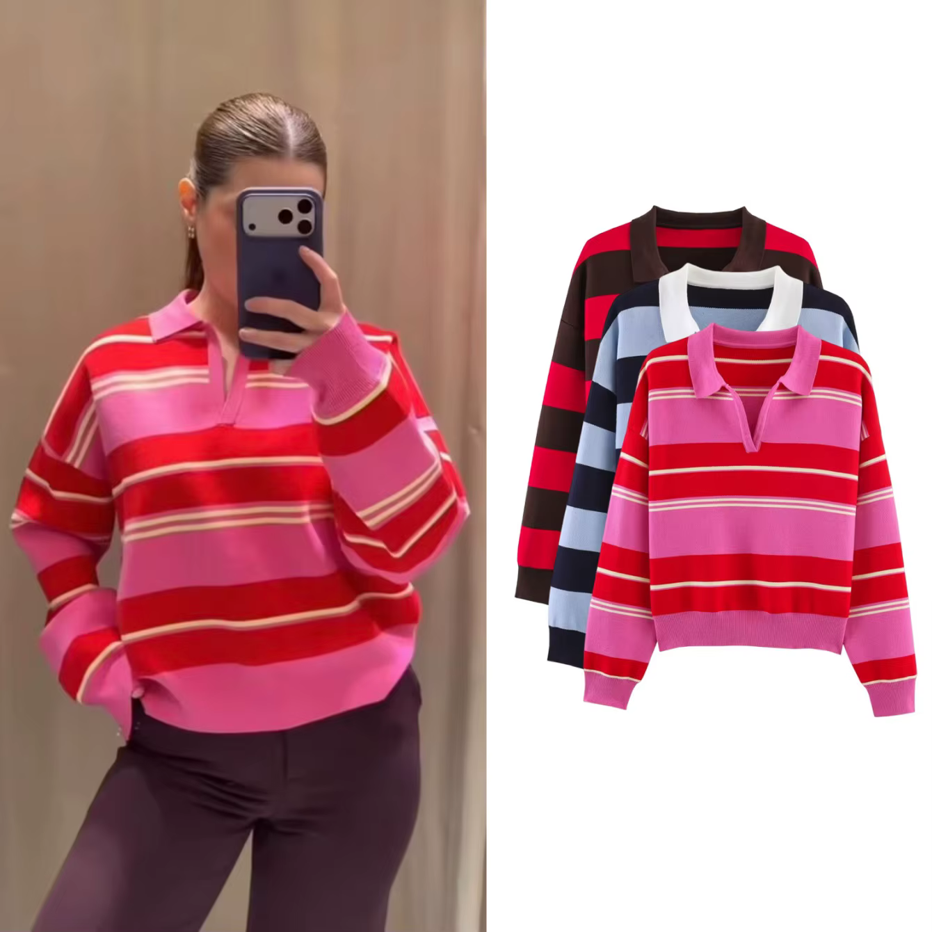Pulls en tricot rayés pour femmes