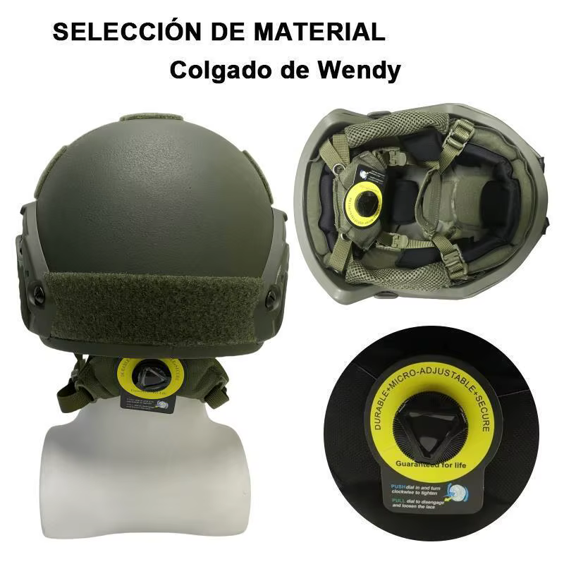 Casque Balistique - Casque Tactique Balistique Wendy Aramid Kevlar FAST Vert Armée NIJ IIIA Coupe Haute - Casque Pare-balles