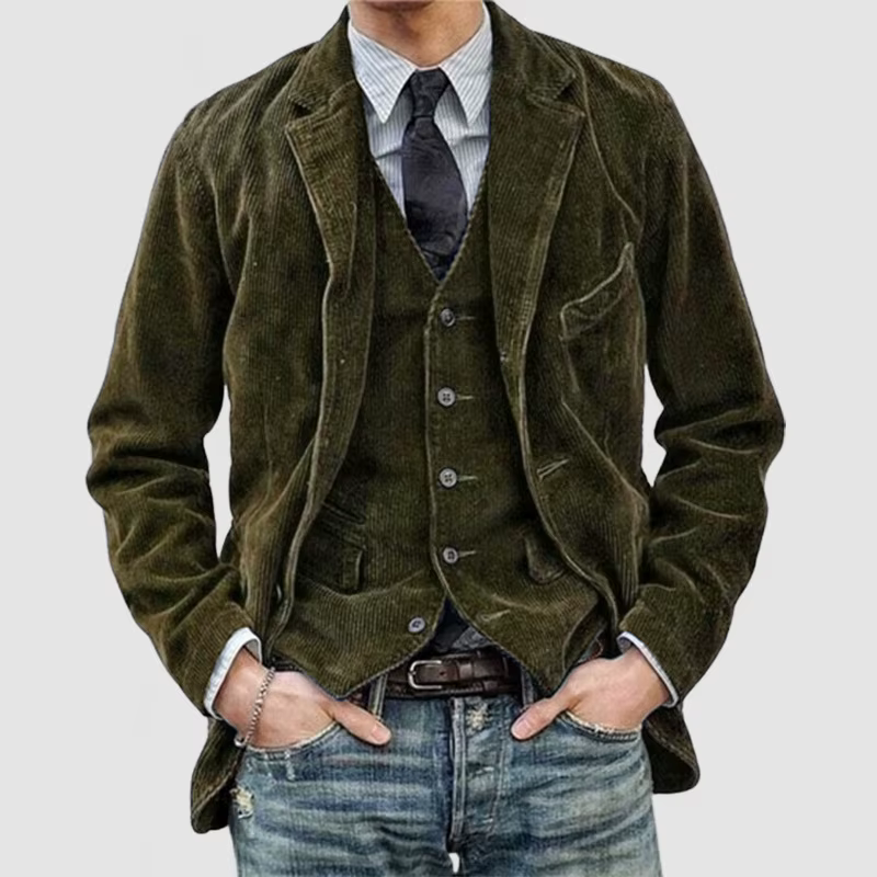 Blazer homme mode Gentleman affaires Style britannique Gentleman velours côtelé mariage revers professionnel décontracté Performance hôte gilet