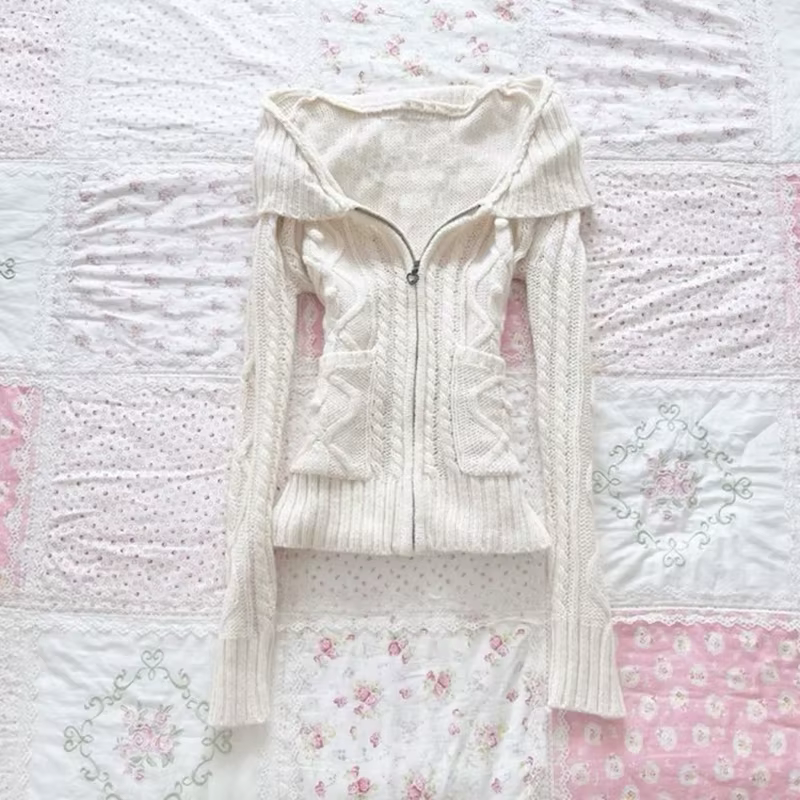 Kawaii Slim Fashion Y2k Pull tricoté classique minimaliste Chic tricots décontractés couleur unie Unique Streetwear haut de rue