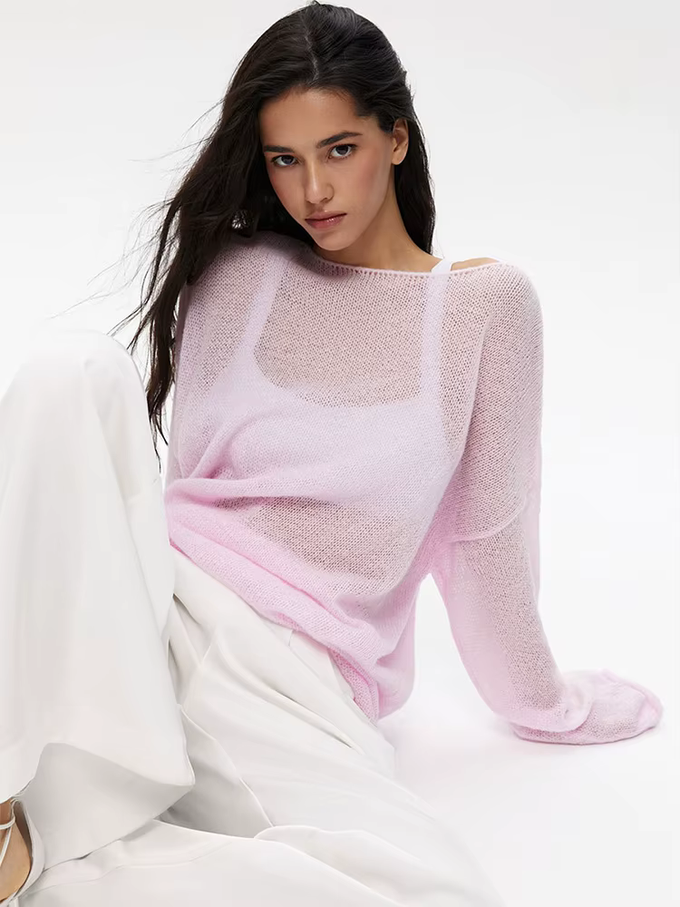 Pull en tricot transparent pour femme