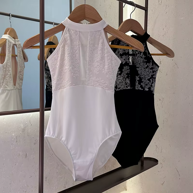 Robe moulante de danse enveloppante pour femmes, adaptée aux costumes de danse de corsage de ballet, avec fermetures éclair au dos et doublure de poitrine