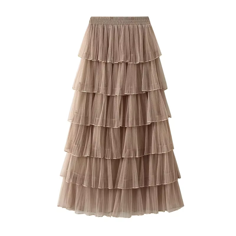Jupe mi-longue en maille coréenne pour femme
