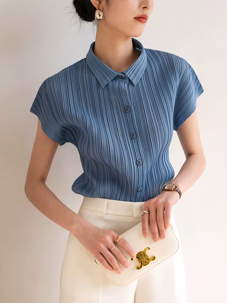 Miyake – Cardigan plissé à simple boutonnage