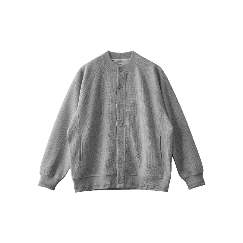 Cardigan ample à col baseball en maille gaufrée