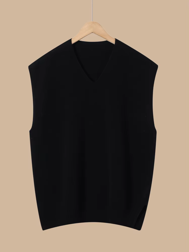 Gilet en laine mérinos pour femmes, col en V, coupe ample, décontracté, automne hiver, élégant et confortable