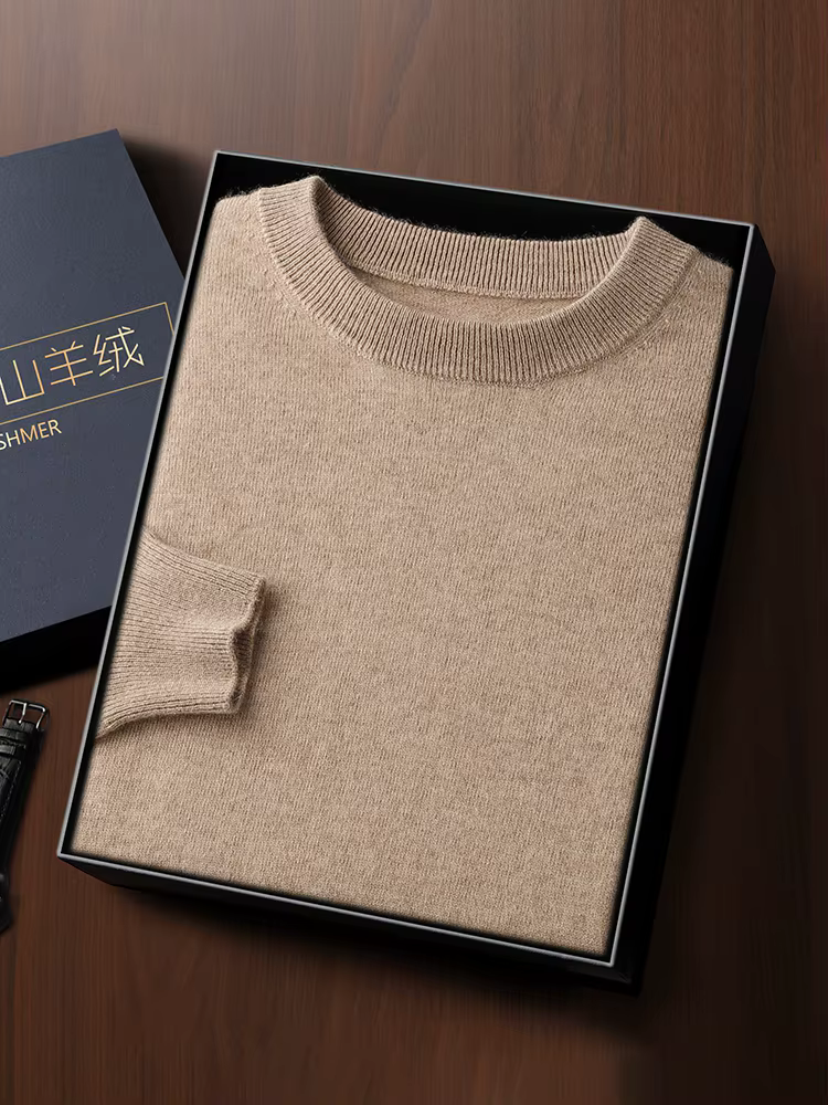Mode 100% laine mérinos hommes pull col rond à manches longues pull printemps automne hiver basique pull vêtements tricots hauts
