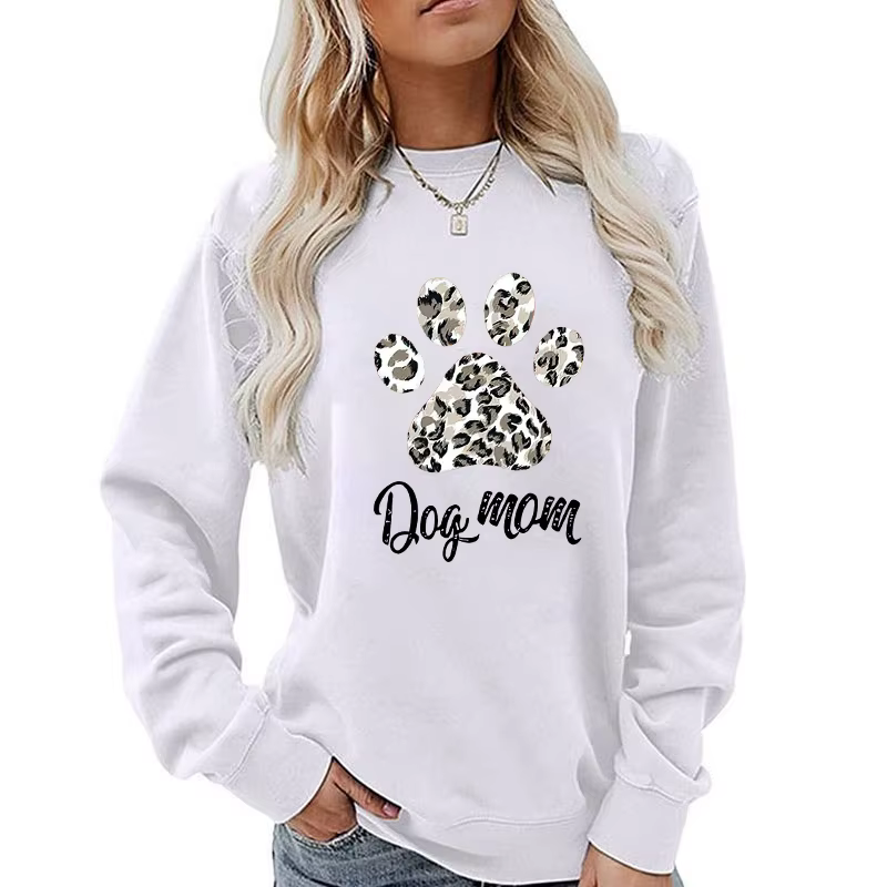 Pull en polyester "Dog Mom" pour femmes, style décontracté, manches longues, pour chasseresses modernes, occasions variées