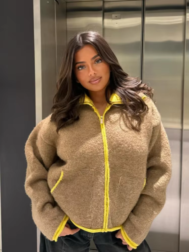 Nouveau Cardigan Chic à Fermeture Éclair pour Femme