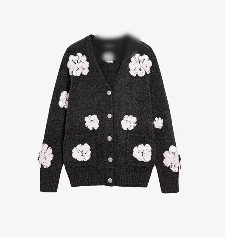 Nouveau pull tricoté asymétrique à col rond imprimé espagnol pour une commande originale d'exportation