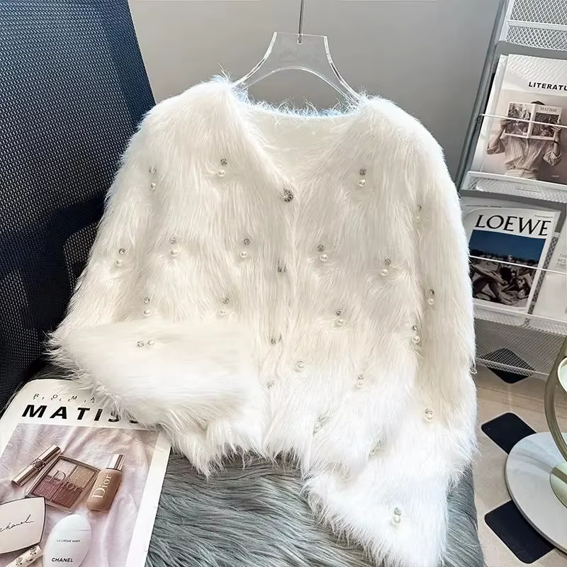 Cardigan tricoté en velours pour femme