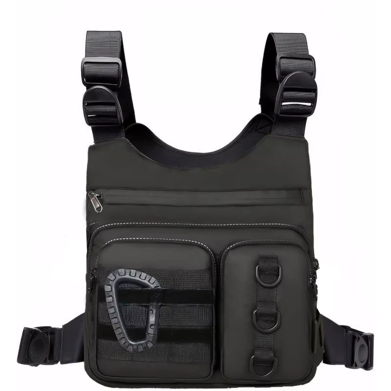 Sac de poitrine - Sac gilet léger et de grande capacité, idéal pour le transport quotidien (téléphone portable, tablette, portefeuille)