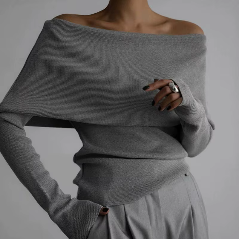 Pull en tricot élégant à col bateau pour femme