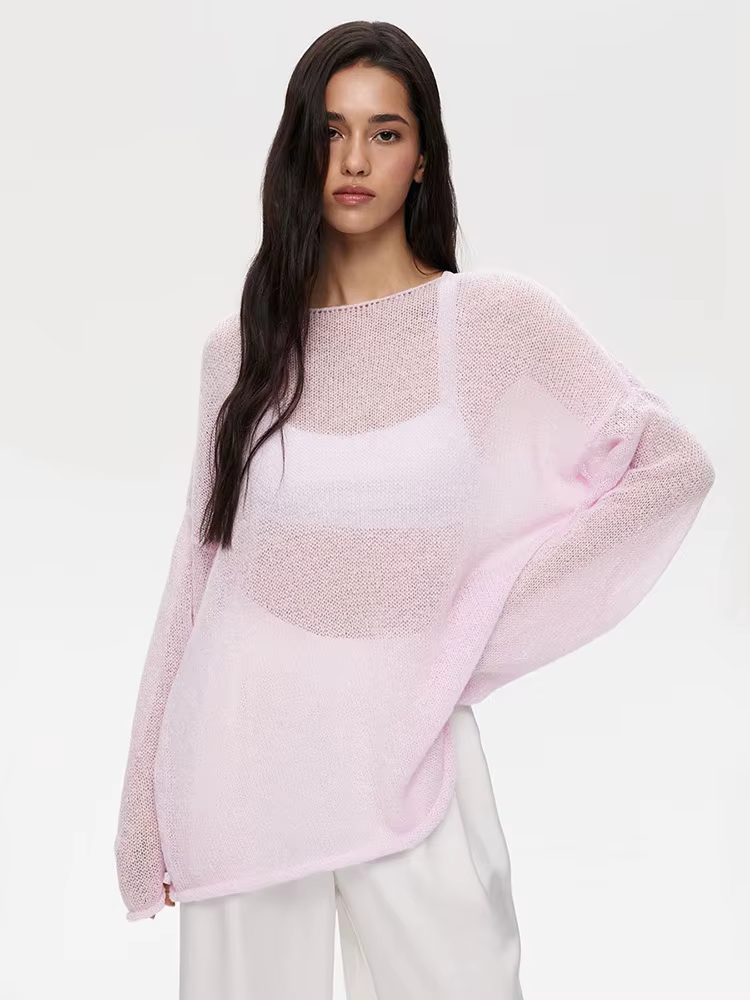 Pull en tricot transparent pour femme