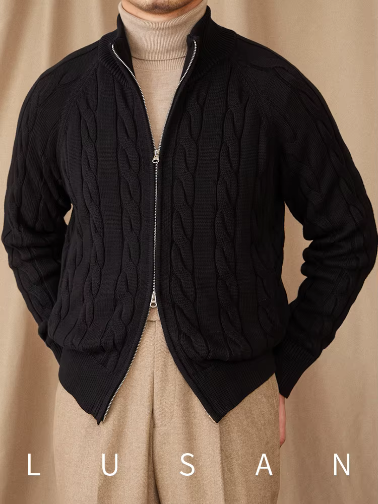 Cardigan britannique tricoté en pur coton