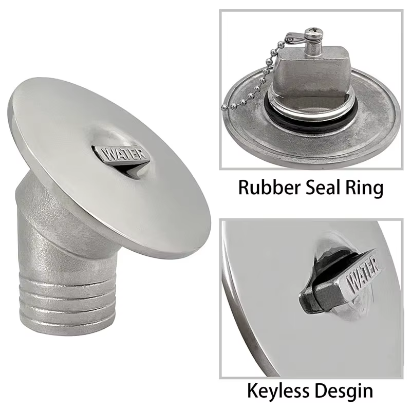 Bateau en acier inoxydable 316 1-1/2"(38mm)/2"(50mm) col coudé 45 °   Matériel de remplissage/bouchon de remplissage de pont d'eau sans clé à travers le matériel du coque