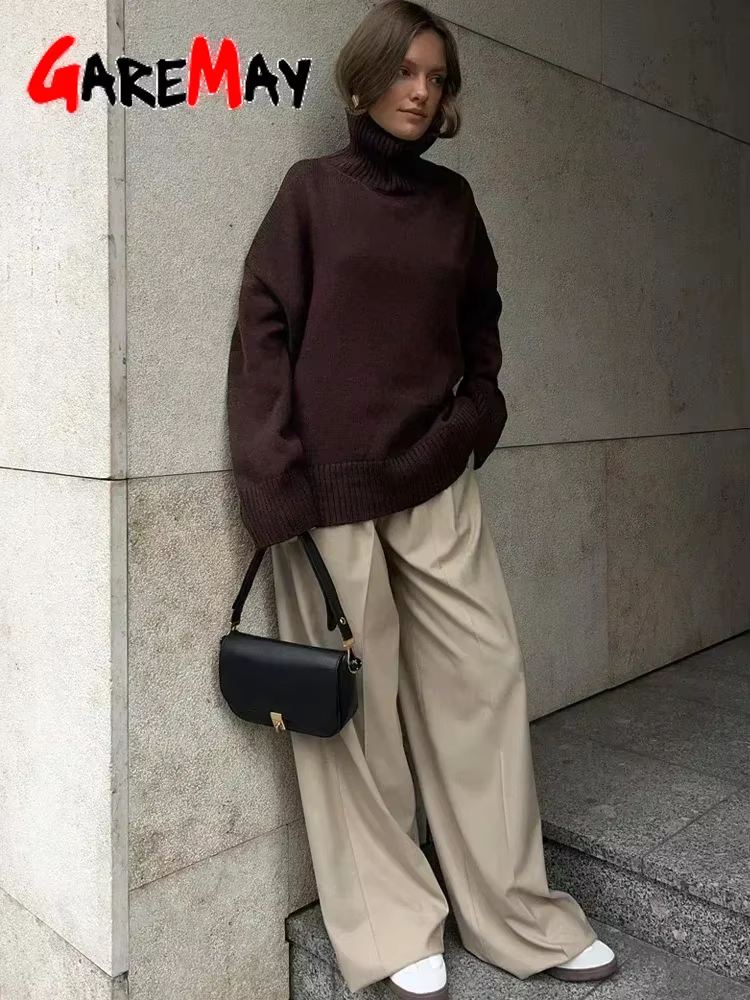 Pull à col roulé surdimensionné pour femme