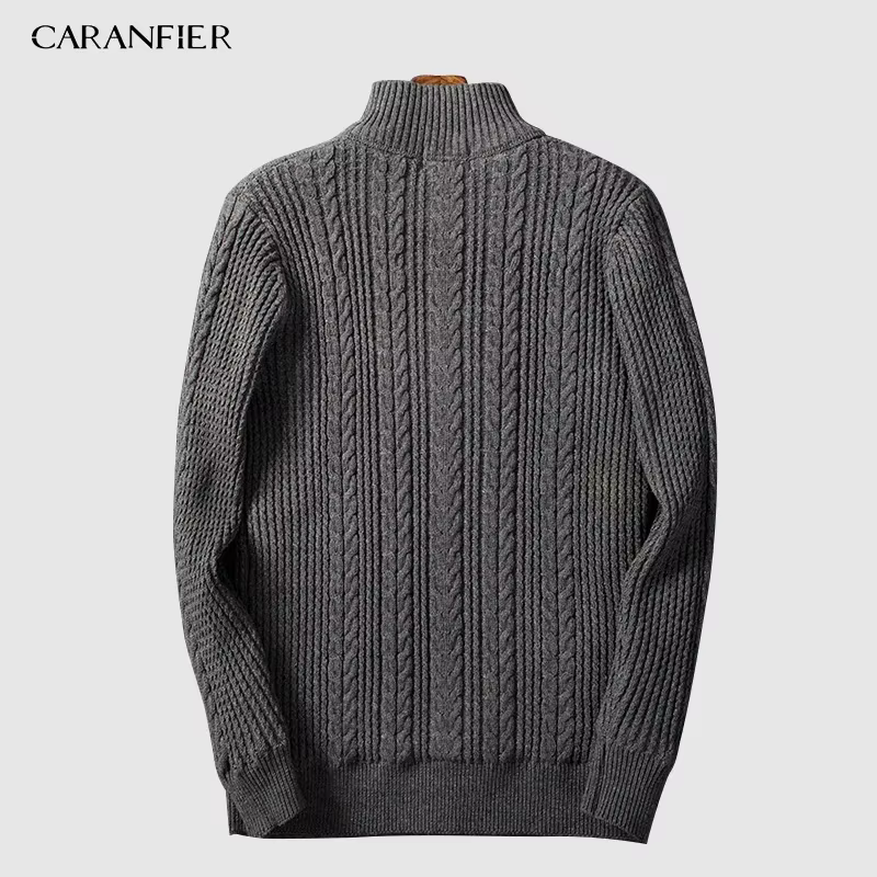 CARANFIER velours fermeture éclair marque chandails hommes tricoté Cardigan coupe ajustée vêtements solide côtelé bas pull tricots manteaux 3XL