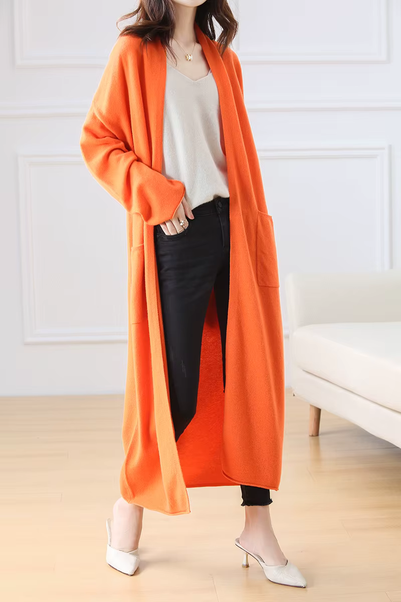 Cardigan à palangre en laine mérinos
