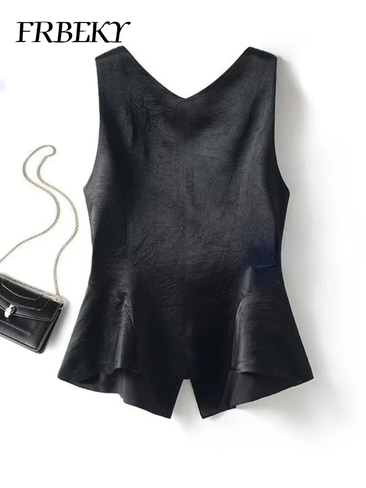 Gilet élégant en polyester pour femmes, col en V, veste de streetwear, vestes d'automne et d'hiver, pour toutes les occasions et cadeaux spéciaux