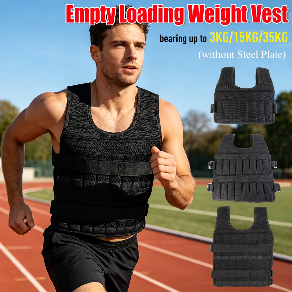 Gilet lesté réglable 3/15/35 kg pour l'entraînement, la musculation, la course et le fitness