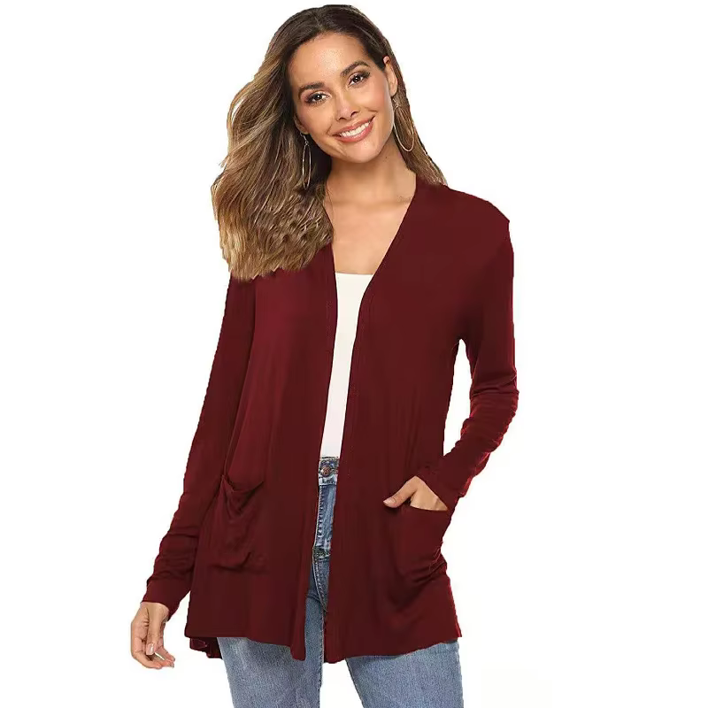 Cardigan tricoté à manches longues pour femmes