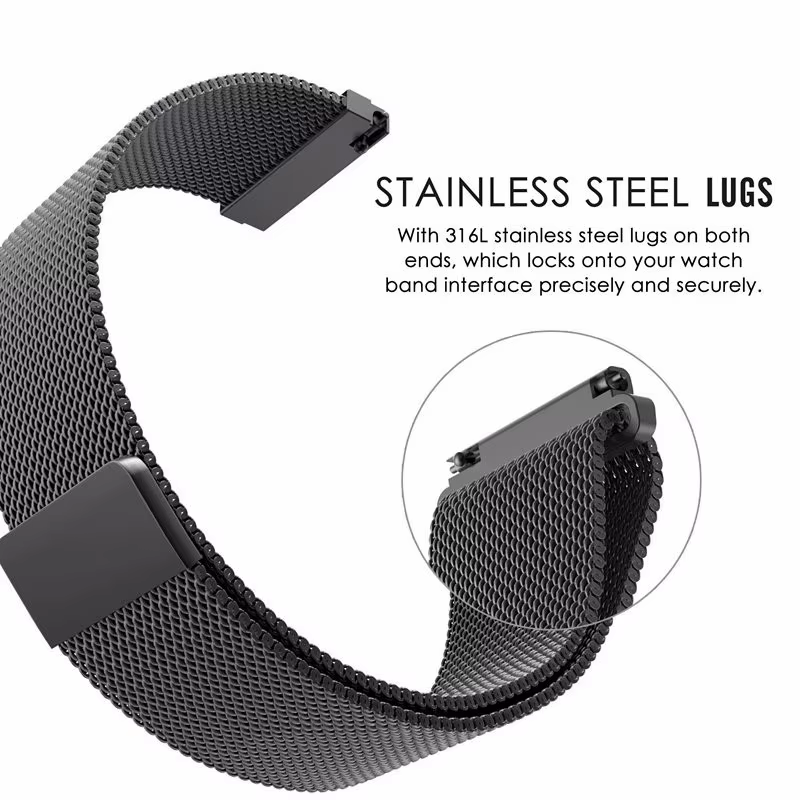 Bracelets de montre à boucle milanaise en maille, pour Galaxy Watch 3 4 5, 16mm, 18mm, 20mm, 22mm, 4 couleurs, fermeture magnétique