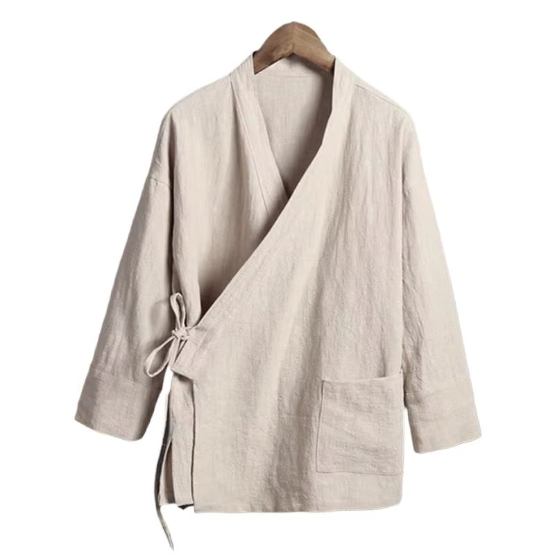 Gilet en lin à manches longues pour hommes, chemise sociale décontractée, chemises grande taille, Kung Fu Tang traditionnel, chinois, officiel UR