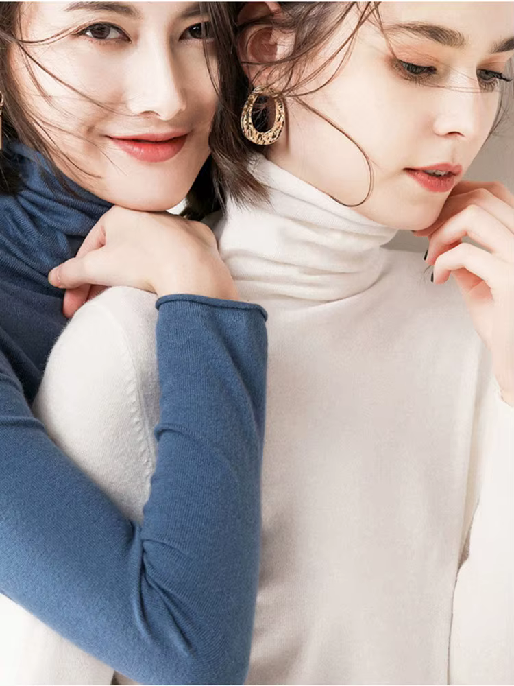 Pulls Col Roulé Femme 2026 – Nouveauté Automne Hiver – Chandail Tricoté à Manches Longues – Hauts Doux
