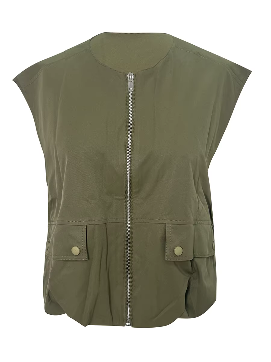 Gilets cargo à col rond pour femmes