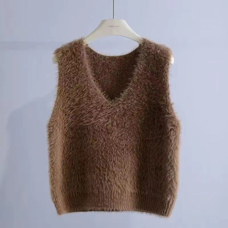 Gilet en peluche de vison pour femmes