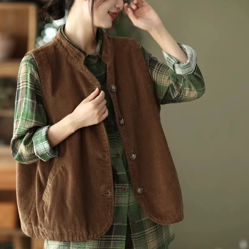 Gilet en velours côtelé pour femme