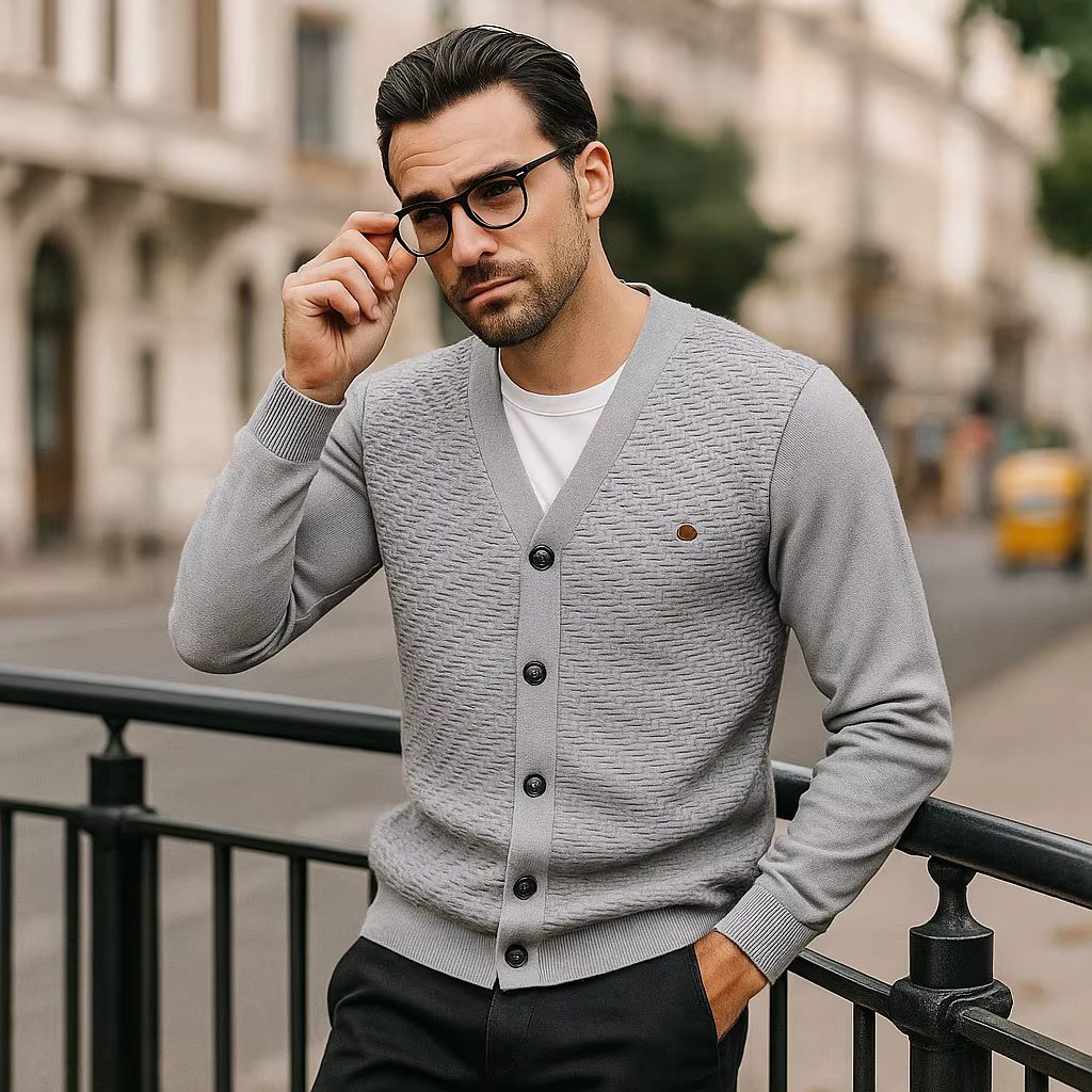 2025 hommes col en v boutonné coton Cardigan pull tricots décontractés Social tricoté Cardigans pour hommes