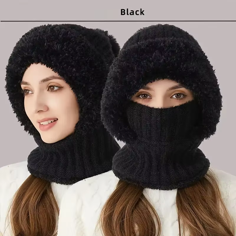 Cagoule intégrée en tricot d'hiver