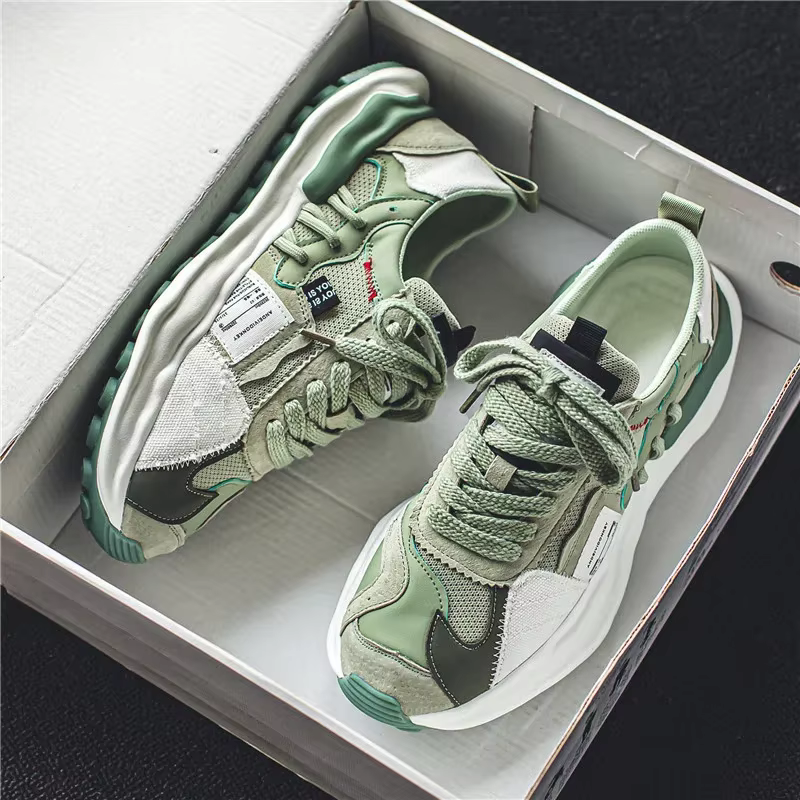 Baskets à plateforme en maille respirante pour hommes, chaussures de sport canisées, confortables, baskets à lacets, été, nouveau